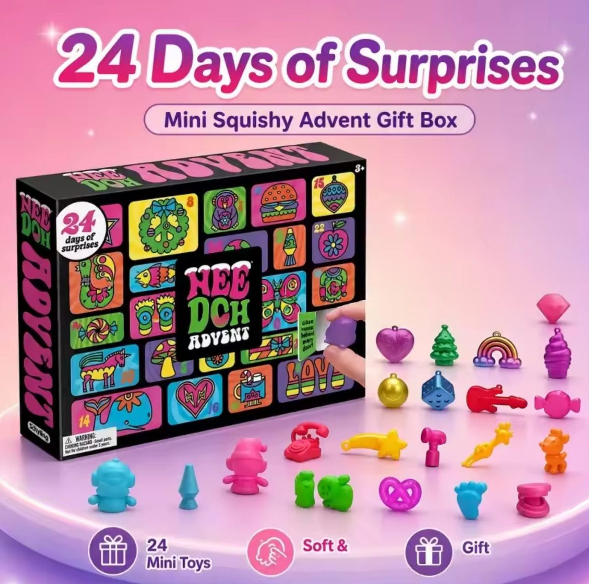Needoh Advent Calend 2026 Ned Advent Holiday Squeeze Toy Cave Blind Box