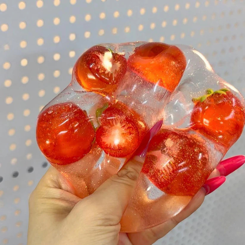Handmade Crystal Fruit Squishy Ball Stress Toy