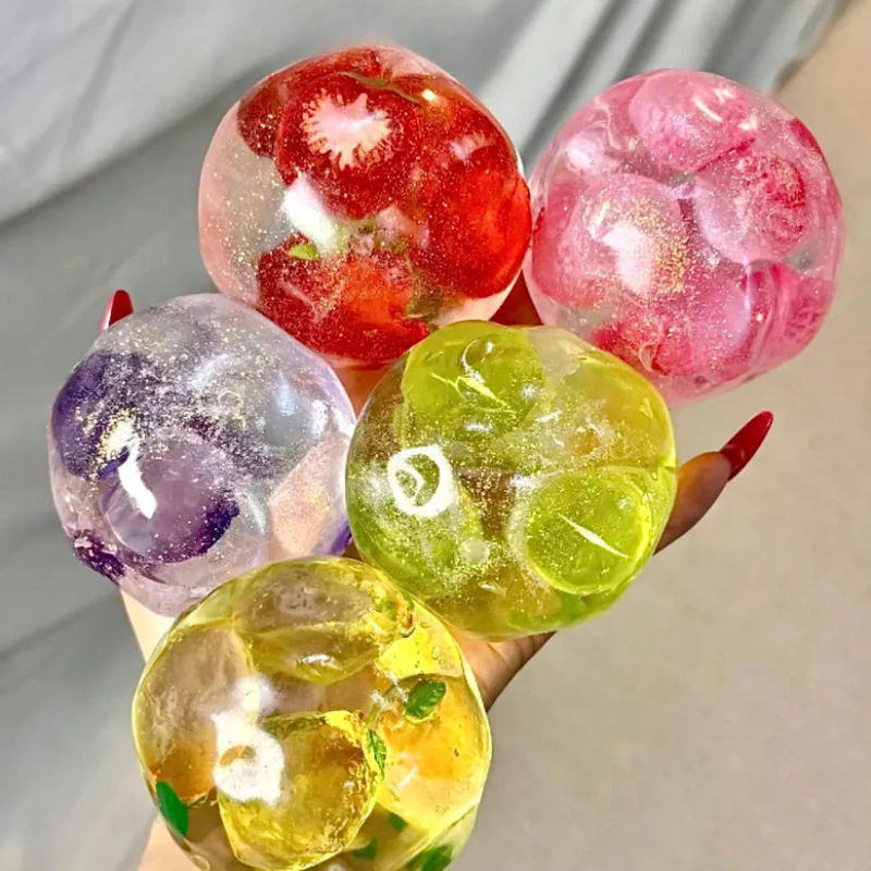 Handmade Crystal Fruit Squishy Ball Stress Toy