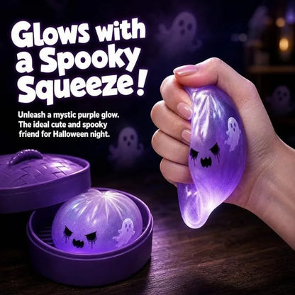 Halloween Glitter Dumpling Squishy | Ghost Shark Slow Rebound Stress Relief Fidget Toy