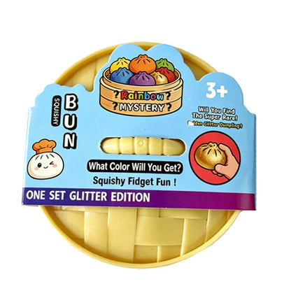 Rainbow Bead Filled Dumpling Squishy | With Bamboo Steamer Stress Relief Fidget Toy
