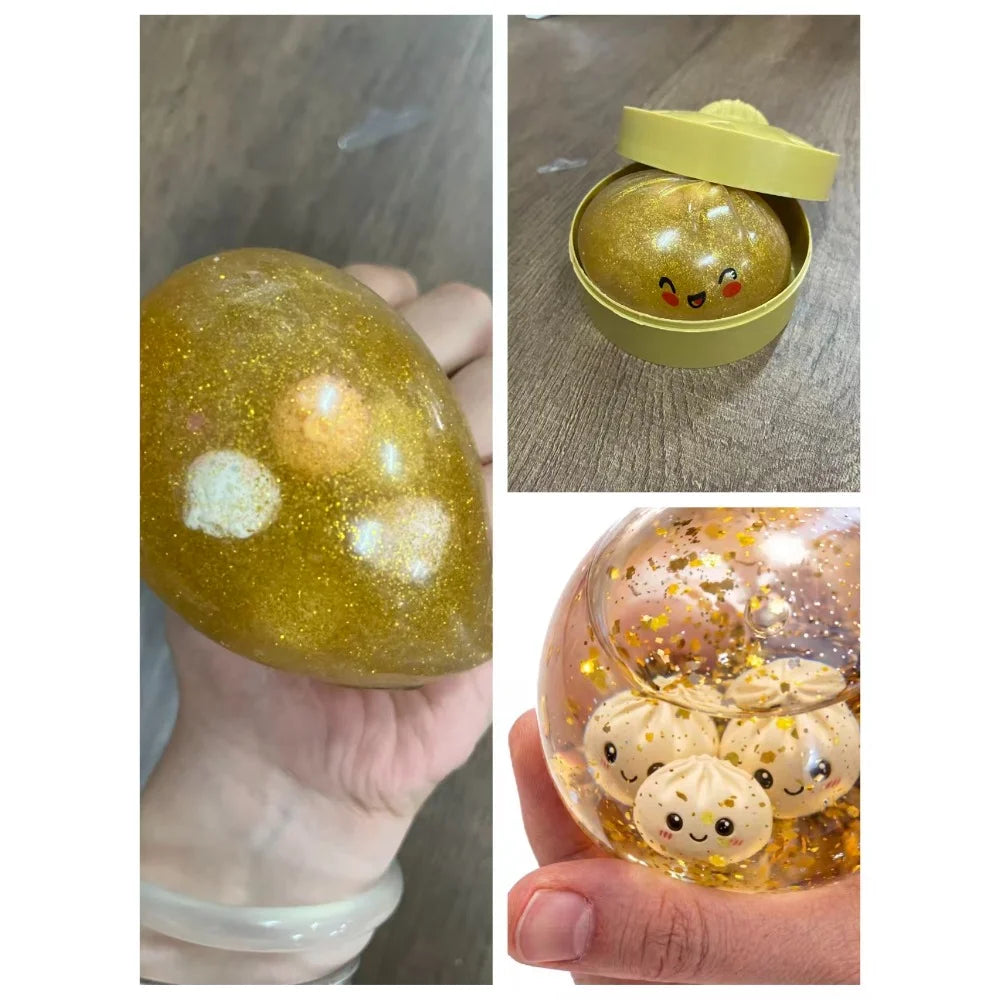 Glitter Dumpling Squishy | Colorful Simulation Steamed Bun Anxiety Stress Relief Fidget Toy