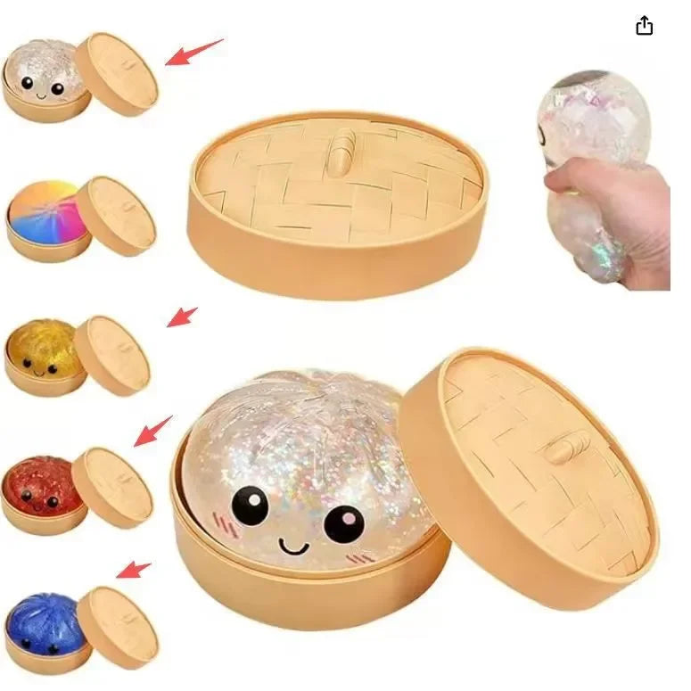Glitter Dumpling Squishy | Colorful Simulation Steamed Bun Anxiety Stress Relief Fidget Toy