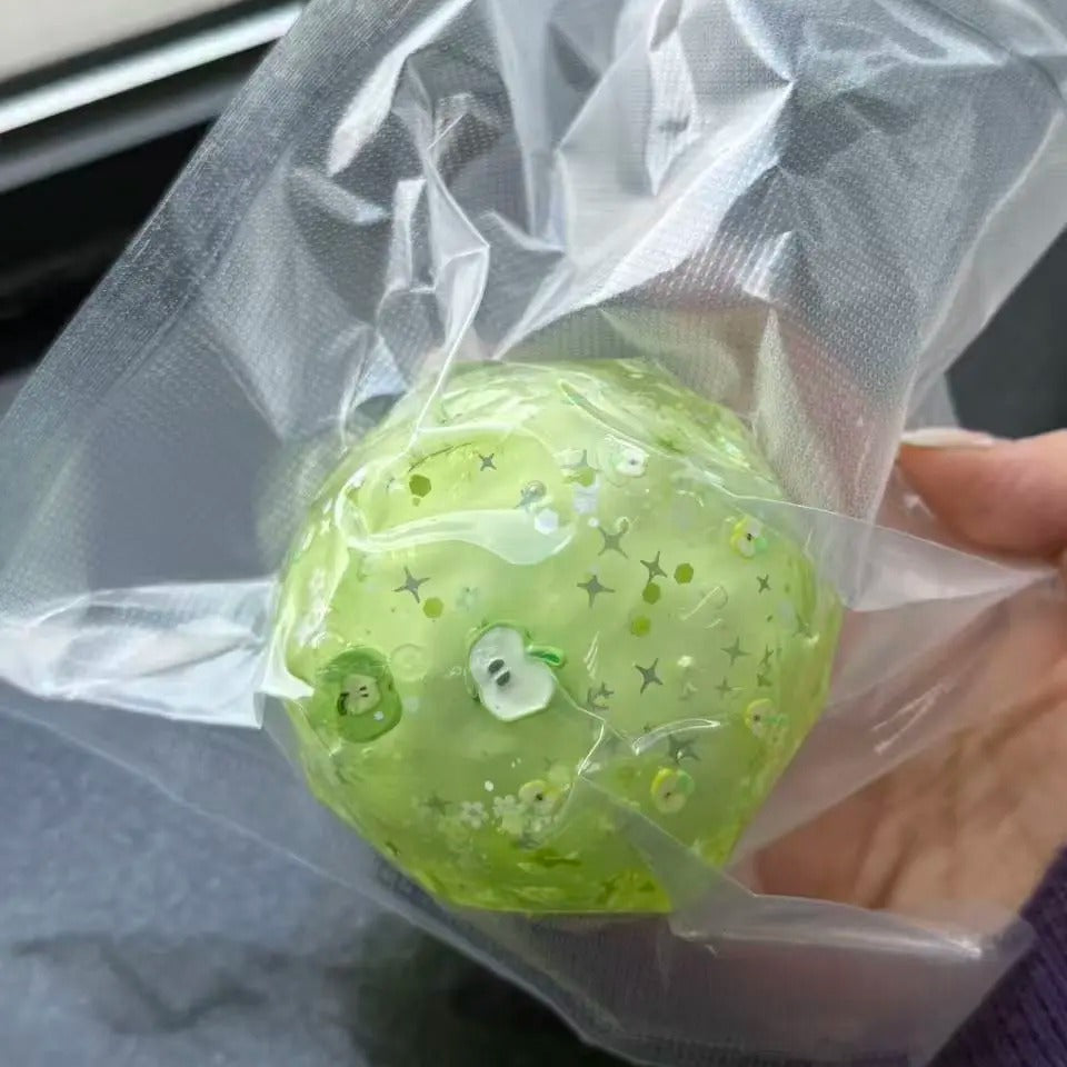 Handmade Green Fruit Clay Cracking Squishy Ball Crispy ASMR Stress Relief Squeeze Toy