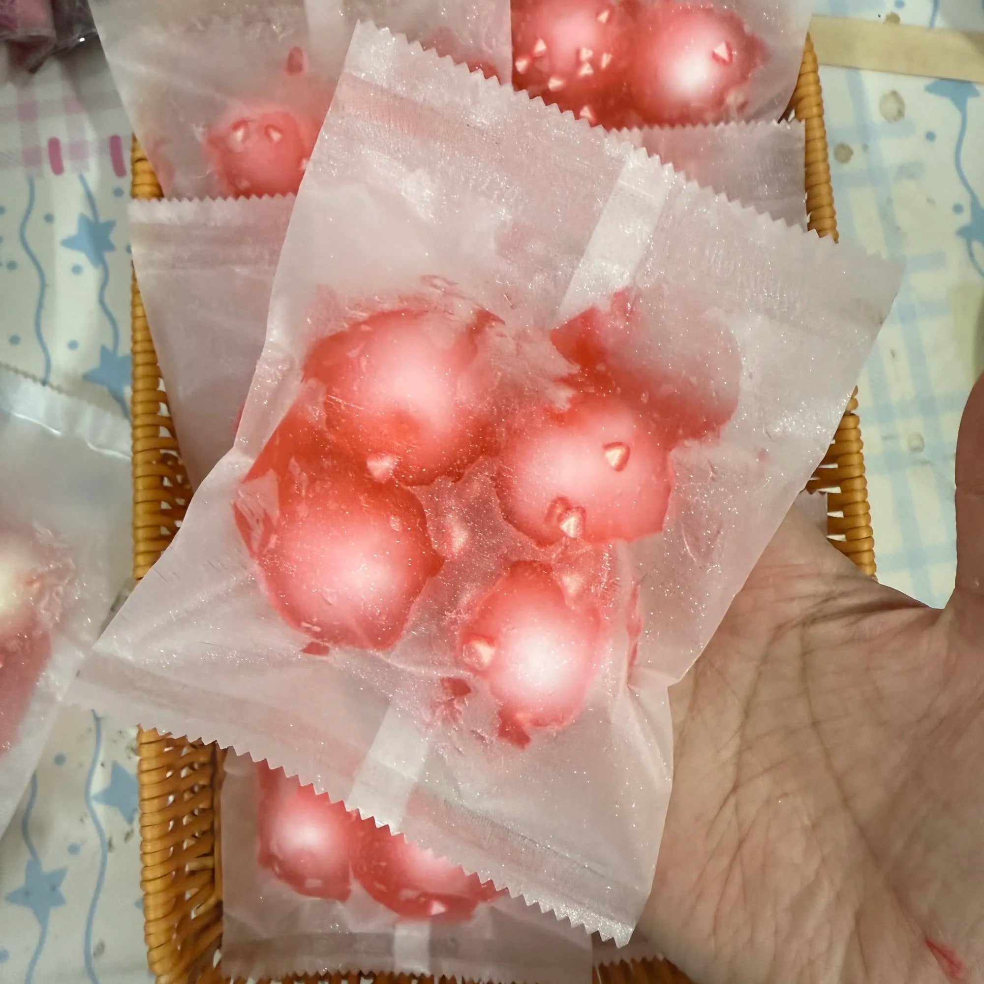 Handmade Strawberry Candy Clay Cracking Squishy Bag Crispy Popping